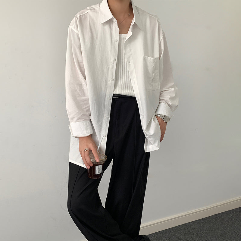 Pleated Pocket Solid Shirt