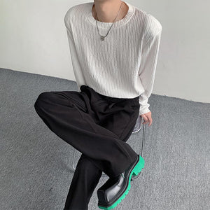 Textured Shoulder Pad Long Sleeve T-Shirt