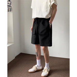 Drawstring Straight Large Pocket Cargo Cropped Shorts