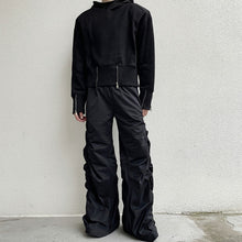 Load image into Gallery viewer, Dark Elastic Pleated Floor-length Trousers
