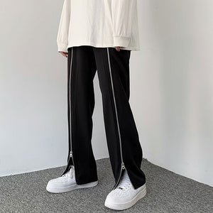 Zip Slit Straight Trousers