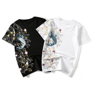 Fish Embroidered Short Sleeve T-Shirt