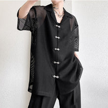 Load image into Gallery viewer, Sheer Mesh Buckle Short Sleeve Shirt
