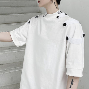 Stand Collar Multi Button T-Shirt