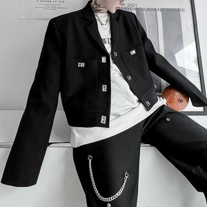 Metal Buckle Cropped Blazer