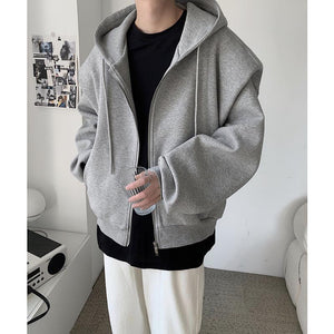 Loose Shoulder Pad Hooded Jacket Cardigan