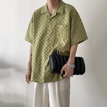 Load image into Gallery viewer, Checkerboard Lapel Short Sleeve Shirt
