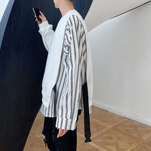 Load image into Gallery viewer, Striped Panel Long Sleeve Loose Shirt
