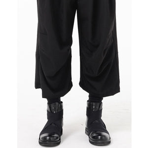 Black Straight Button Slacks