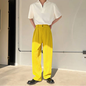 Bright Draped Casual Wide Leg Pants