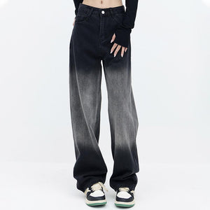 Black Gradient Straight Denim Pants