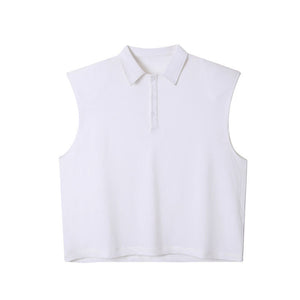 Oversized Shoulder Pads Sleeveless Lapel T-Shirt