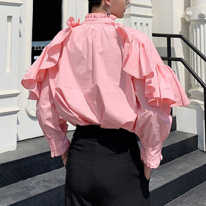 Ruffled Floating Shoulder Top