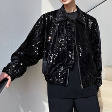 Load image into Gallery viewer, Black Sequined Cropped Jacket
