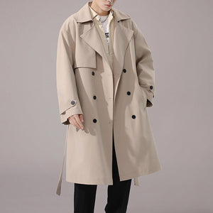 Solid Double-breasted Loose Trench Coat