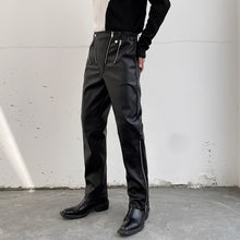 Load image into Gallery viewer, Zipper Slim Fit PU Leather Trousers
