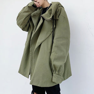 Large Lapel Hooded Retro Jacket