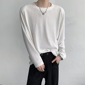 Textured Shoulder Pad Long Sleeve T-Shirt