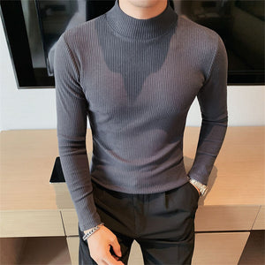 Slim Fit Striped Turtleneck T-shirt