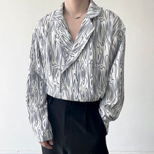 Load image into Gallery viewer, Water Ripple Print Lapel Long-sleeve Shirt
