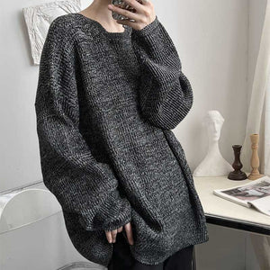 Vintage Crew Neck Long Sleeve Pullover Sweater