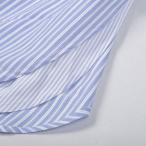 Blue Striped Casual Stand Collar Shirt