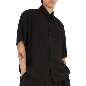 Black Simple Loose Short Sleeve Shirt