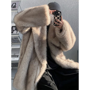 Gradient Thickened Mid Length Plush Coat