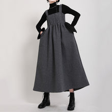 Load image into Gallery viewer, Woolen Pleated Strappy Dress
