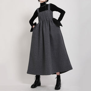 Woolen Pleated Strappy Dress