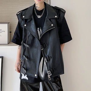 Irregular Zip Lapel Vest