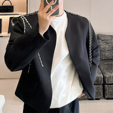 Load image into Gallery viewer, Casual Collarless Short Blazer with Diamond Chain
