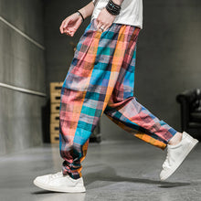 Load image into Gallery viewer, Cotton Linen Plaid Loose Casual Pants
