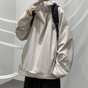 Solid Color Hooded Loose Jacket