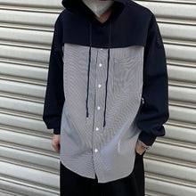 Load image into Gallery viewer, Striped Shirt Patchwork Hooded Jacket
