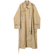 Load image into Gallery viewer, Contrast Color Line Stitching Long Trench Coat
