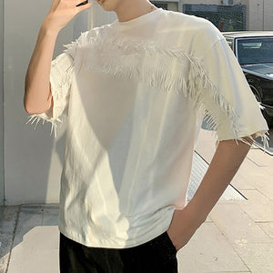 Fringed Loose Five-point T-shirt