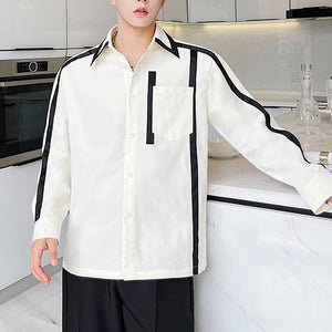 Contrast Webbing Panel Long Sleeve Shirt