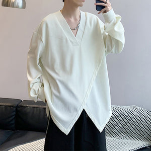 Irregular Split V-Neck Pullover T-Shirt