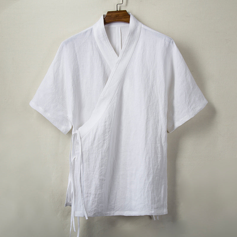 Linen Diagonal Neck Shirt