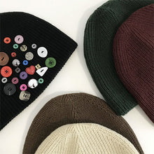 Load image into Gallery viewer, Irregular Button Trim Knitted Hat
