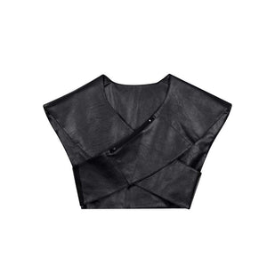 Dark PU Leather Cross Vest