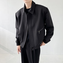 Load image into Gallery viewer, Solid Lapel Padded Shoulder Loose Jacket
