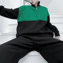 Load image into Gallery viewer, Turtleneck Zip Contrast Twist Pullover Sweater
