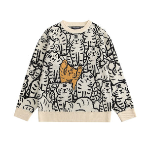 Tiger Knit Pullover Sweater