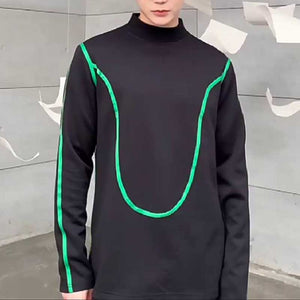 Contrast Webbing Turtleneck Sweatshirt