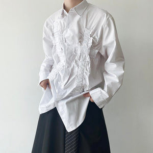 Pleated Trim Long Sleeve Shirt