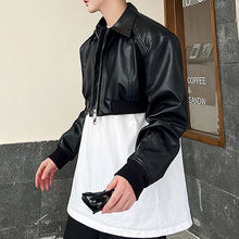 Load image into Gallery viewer, Black Short Zip PU Leather Jacket
