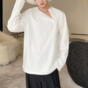 Slanted Loose Long-sleeved T-shirt