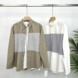 Striped Panel Casual Long Sleeve Shirt